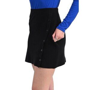 Lili Sidonio Women's Black Urban Pop Side Button Detail Short Knit Skirt